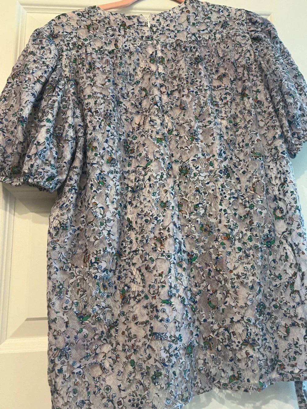 Tory Burch Blue Floral Puff-Sleeve Tunic